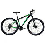 Bicicleta Aro 29 Gta Start 21v Freio A Disco Hidráulico Alumínio Garfo Suspensão - Preto-verde Tam.17