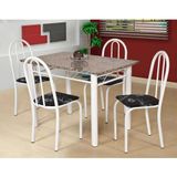 Conjunto de Mesa com 4 Cadeiras Sara 005 Branco e Preto Flor