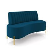 Sofá 2 Lugares Living 135cm Pé Ferro Dourado Maraú Veludo Azul Mnh K01 - D\&#39;rossi