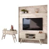 Estante Home Theater Com Bancada Laguna Com Aparador Estoril Calacata Off White - Madetec