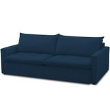 Sofá Cama Retrátil Reclinável 208cm Lari F04 Veludo Azul