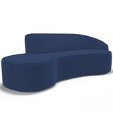 Sofá 3 Lugares Curvo Living Firenze Direito D02 Veludo Azul Marinho 180cm C-304 - Lyam