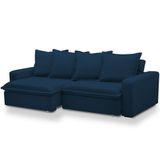 Sofá Retrátil Reclinável Living 235cm Vêneto F04 Veludo Azul