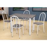 Conjunto de Mesa com 4 Cadeiras Sara 005 Branco e Preto Listrado