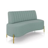 Sofá 2 Lugares Living 135cm Pé Ferro Dourado Maraú Bouclê Azul K01 - D\&#39;rossi
