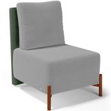 Poltrona Decorativa Sala Estar Living Pés Madeira Hungria L02 Couríssimo Verde Suede Cinza - Lyam