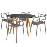 Conjunto Mesa De Jantar Redonda Laura 120cm Preta Com 4 Cadeiras Allegra - Fendi