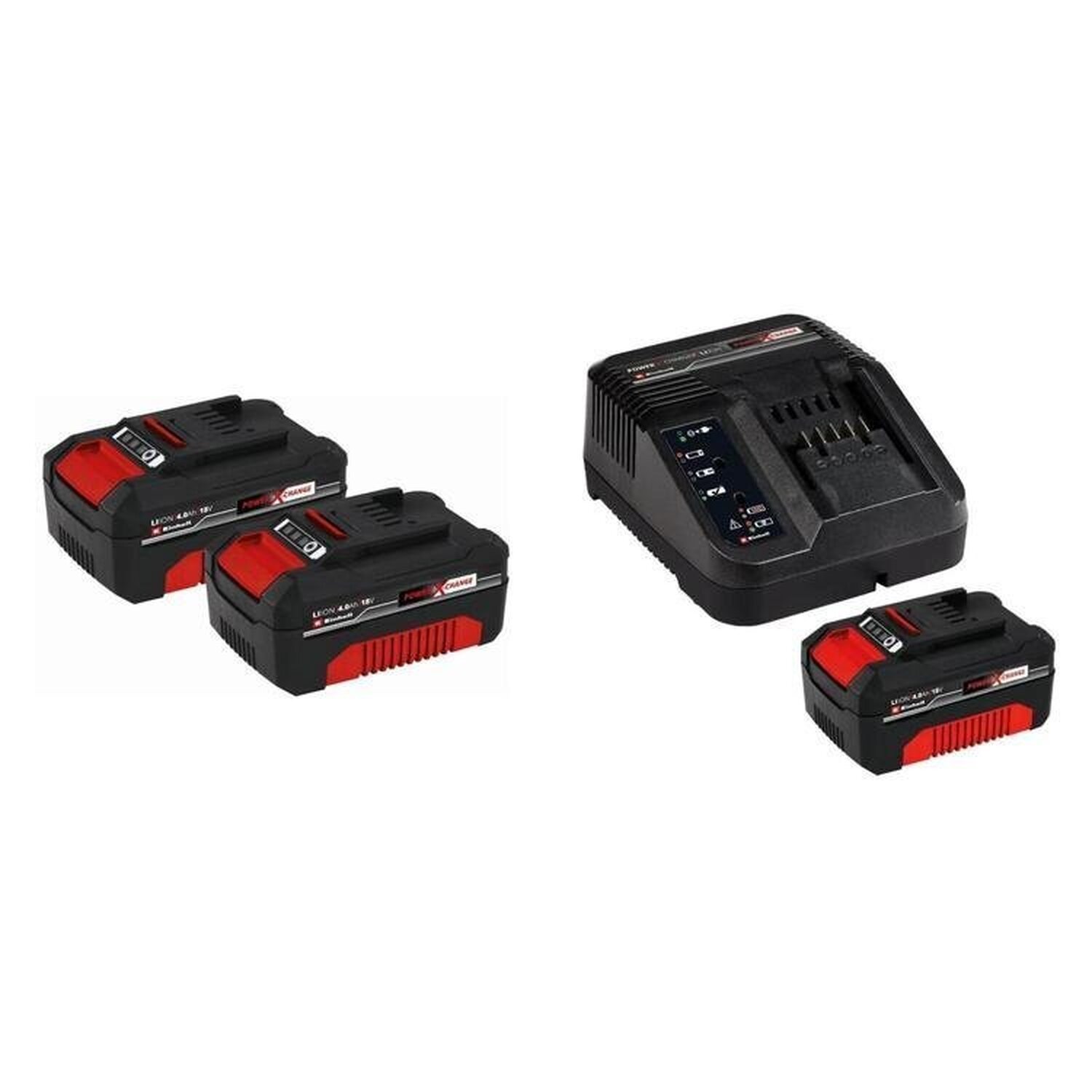 1 Kit Bateria Power X-change 2 Unidades 18v E 1 Kit Carregador Bivolt Com Bateria 18v 4,0ah Pxc Vermelho/preto