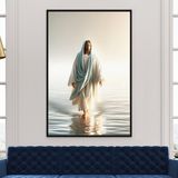 Quadro Decorativo 1 Tela Religioso Jesus Caminhando Sobre As Águas Diversos Tamanhos Branco