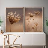 Quadro Decorativo 2 Telas Florais E Folhagens Diversos Tamanhos Branco