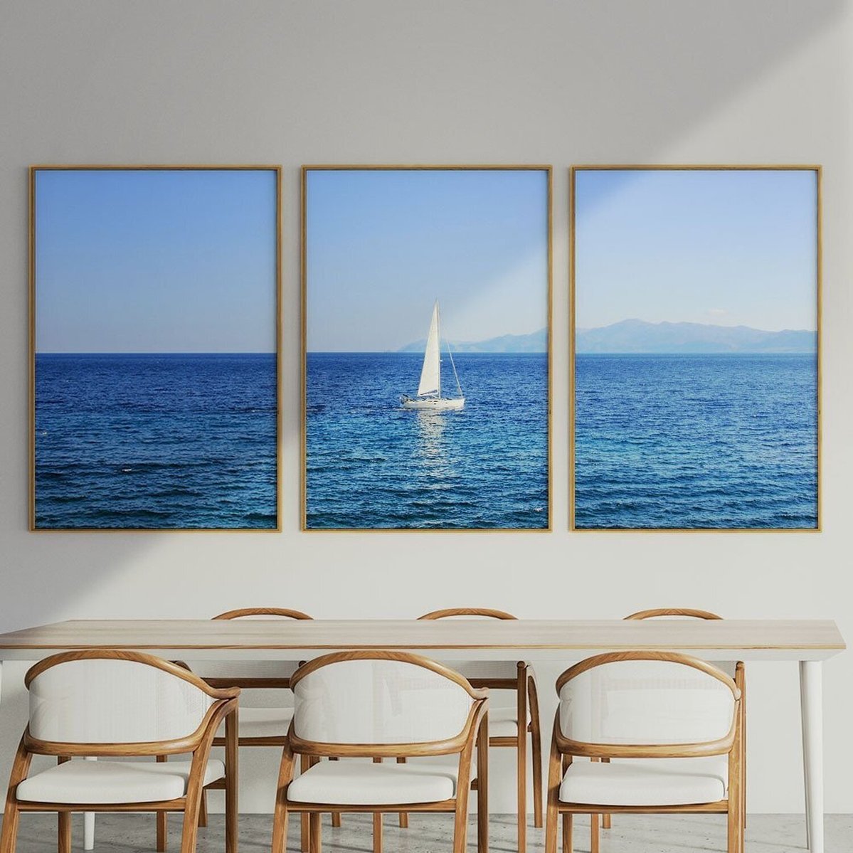 Quadro Decorativo 3 Telas Veleiro Diversos Tamanhos Branco