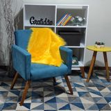 Manta Pelucia Pelo Alto Amarelo Newborn Sofá 80x50cm