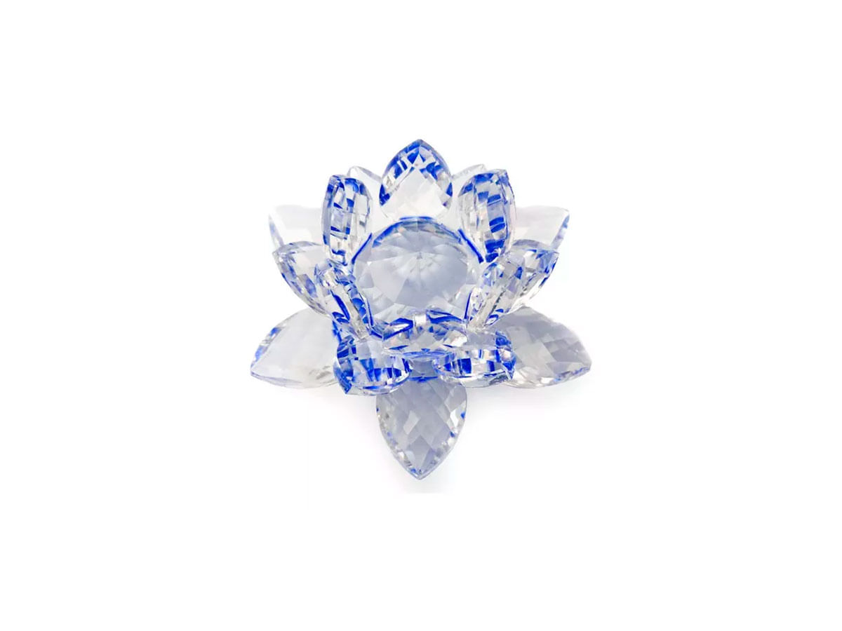 Enfeite Decoração De Cristal Vidro Flor De Lotus Para Sala Quarto Cristaleira Pequeno 8cm