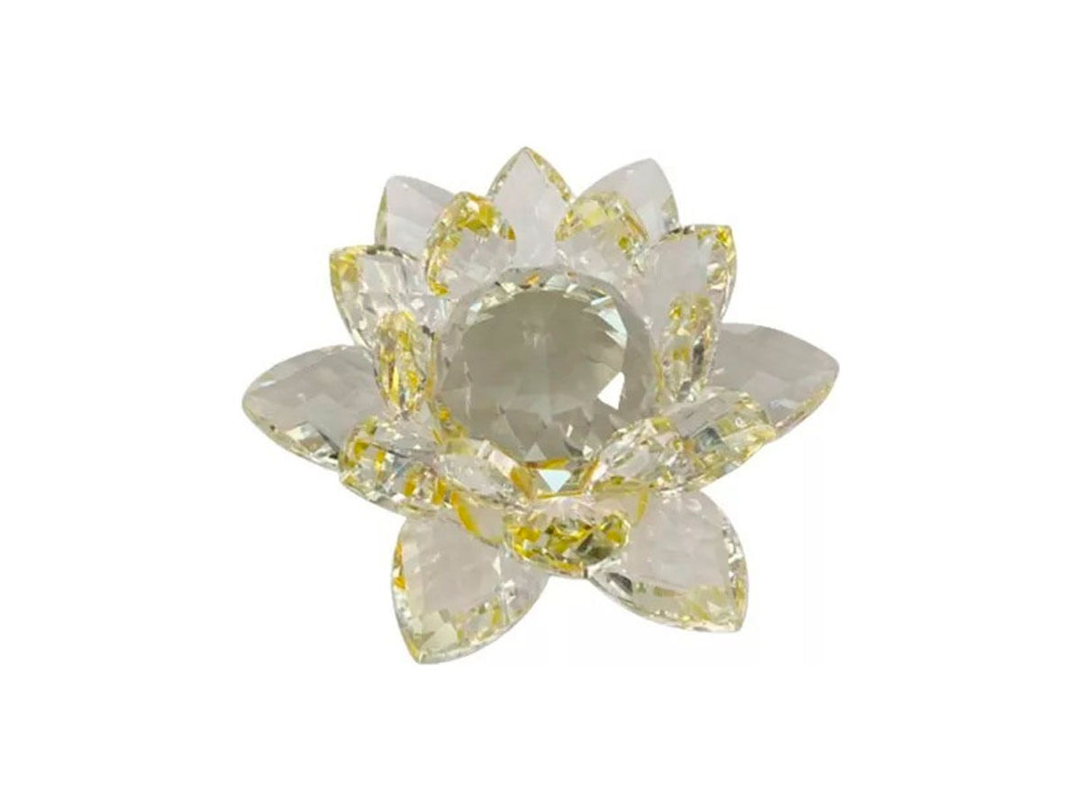 Enfeite Decoração De Cristal Vidro Flor De Lotus Para Sala Quarto Cristaleira Pequeno 8cm