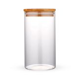 Pote Hermético Tampa De Bambu Para Alimentos Condimentos Temperos Cilíndrico 850ml