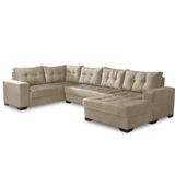 Sofá de Canto 6 Lugares Dijon com Chaise Suede Cinza Claro