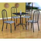 Conjunto de Mesa Malaga com 4 Cadeiras Madri Preto Prata e Branco Floral