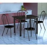 Conjunto de Mesa Genova com 4 Cadeiras Alicante Preto Prata e Preto Liso