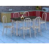 Conjunto de Mesa Granada com 6 Cadeiras Madri Branco Prata e Branco Floral GR