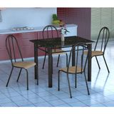 Conjunto de Mesa Genova com 4 Cadeiras Alicante Preto Prata e Nature Bege