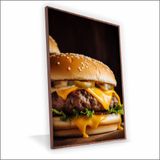 Quadro Hamburguer Vinil Com Vidro Tamanho/moldura 90x60 Caixa Cor Madeira