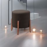 Puff Estofado Decorativo Redondo Sala De Estar Thor Suede