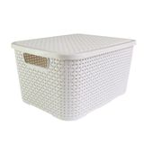 Caixa Organizadora Rattan Cesto Com Tampa 15 Litros Branco