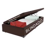 Cama Box Com Baú Blindado Reforçado Solteiro 88x188 Marrom