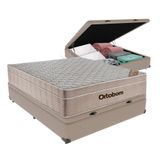 Cama Box Com Baú Casal Bege E Colchão Ortobom Airtech Molas Ensacadas