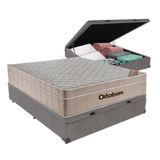 Cama Box Com Baú Casal Cinza E Colchão Ortobom Airtech Molas Ensacadas