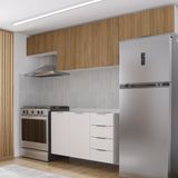 Cozinha Modulada 4 Peças Sem Tampo 3 Aéreos E 1 Balcão Para Pia Ipanema Cabecasa Madeiramadeira Acácia/branco