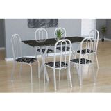 Conjunto de Mesa Miame com 6 Cadeiras Madri Branco e Preto Floral