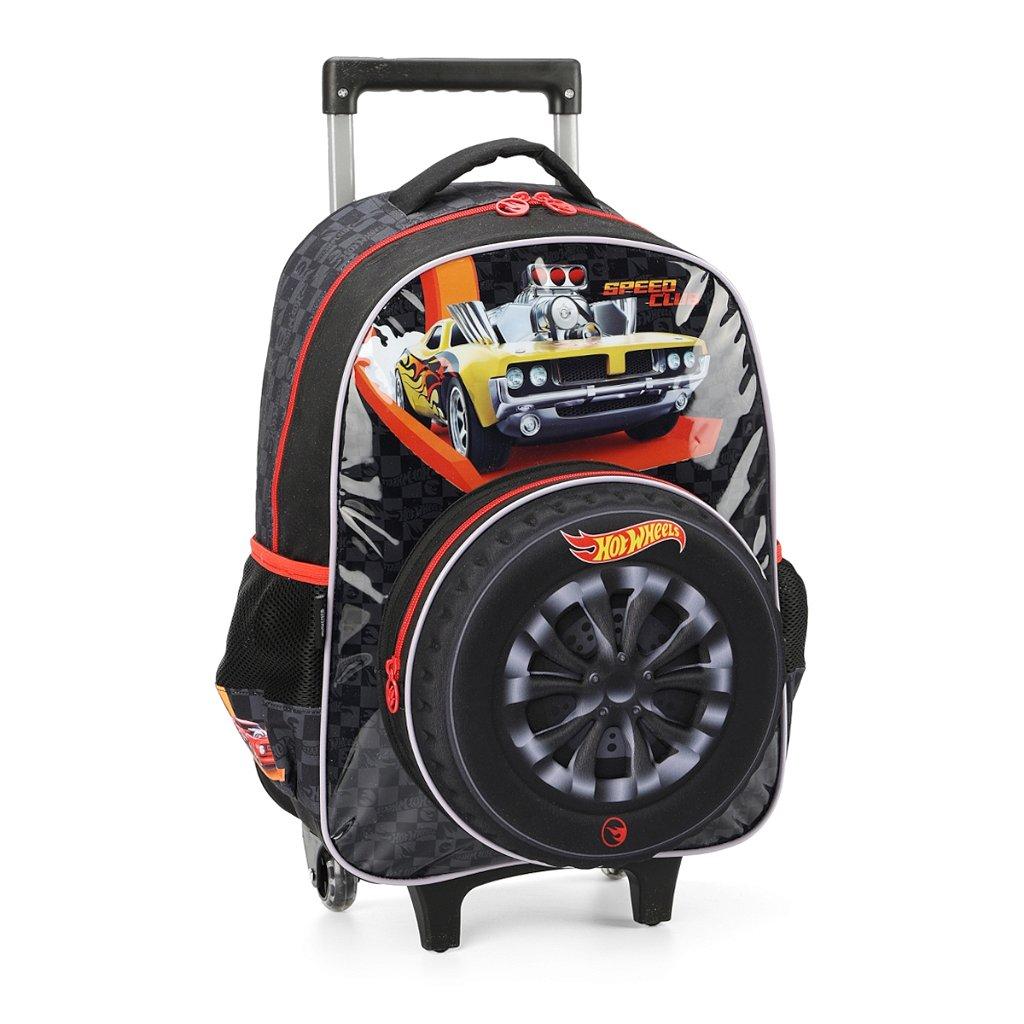 Mochila De Rodinhas Luxcel Sem Alça Hotwheels Preto