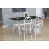 Conjunto de Mesa Miame com 6 Cadeiras Madri Branco e Branco Floral