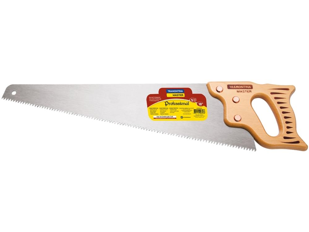 SERROTE PROFISSIONAL TAMANHO 22 CABO EM MADEIRA LAMINA EM ACO 5 DENTES POR POLEGADA TRAMONTINA Menor preço em SERROTE PROFISSIONAL TAMANHO 22 CABO EM MADEIRA LAMINA EM ACO 5 DENTES POR POLEGADA TRAMONTINA