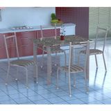 Conjunto de Mesa Gênova Com 4 Cadeiras Lisboa Branco Prata E Preto Listrado