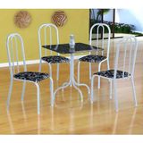 Conjunto de Mesa Malaga com 4 Cadeiras Madri Branco e Preto Floral