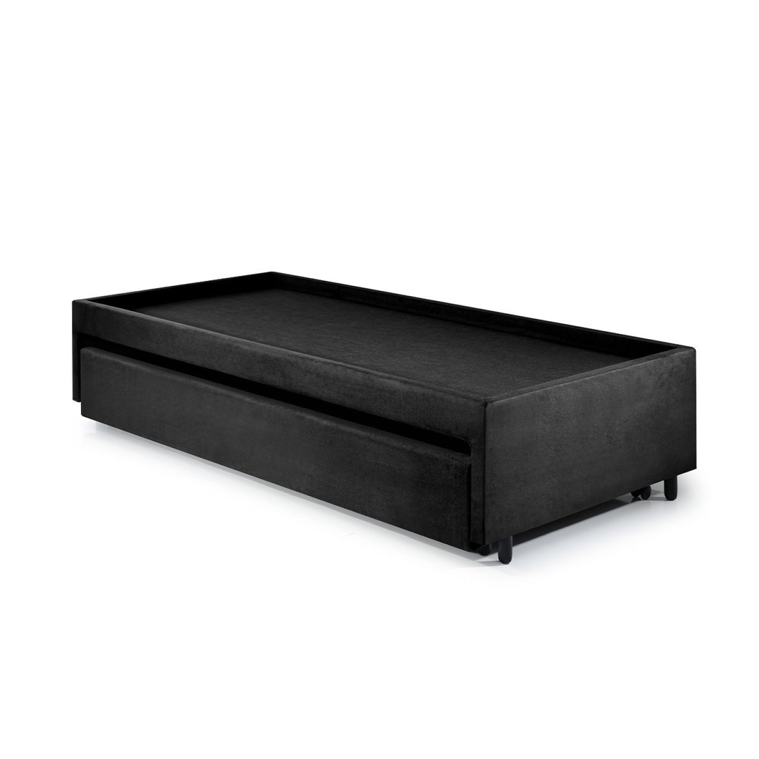 Bicama Box Para Dois Colchões Solteirão Suede Preto