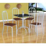 Conjunto de Mesa Malaga com 4 Cadeiras Madri Branco e Amadeirado