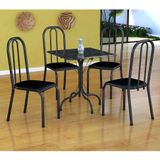 Conjunto de Mesa Malaga com 4 Cadeiras Madri Preto Prata e Preto Liso