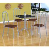 Conjunto de Mesa Malaga com 4 Cadeiras Madri Branco Prata e Amadeirado