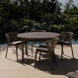 Conjunto Jardim E Varanda 1 Mesa Redonda 130cm 4 Cadeiras Sem Braços Refúgio Cabecasa Madeiramadeira Champanhe/cinza Mesclado