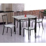 Conjunto de Mesa Genebra com 4 Cadeiras Lisboa Preto Prata E Listrado