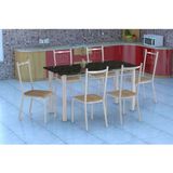 Conjunto de Mesa Granada com 6 Cadeiras Lisboa Branco e Nature Bege