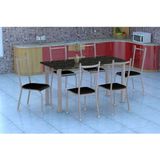 Conjunto de Mesa Granada com 6 Cadeiras Lisboa Branco Prata e Preto Liso