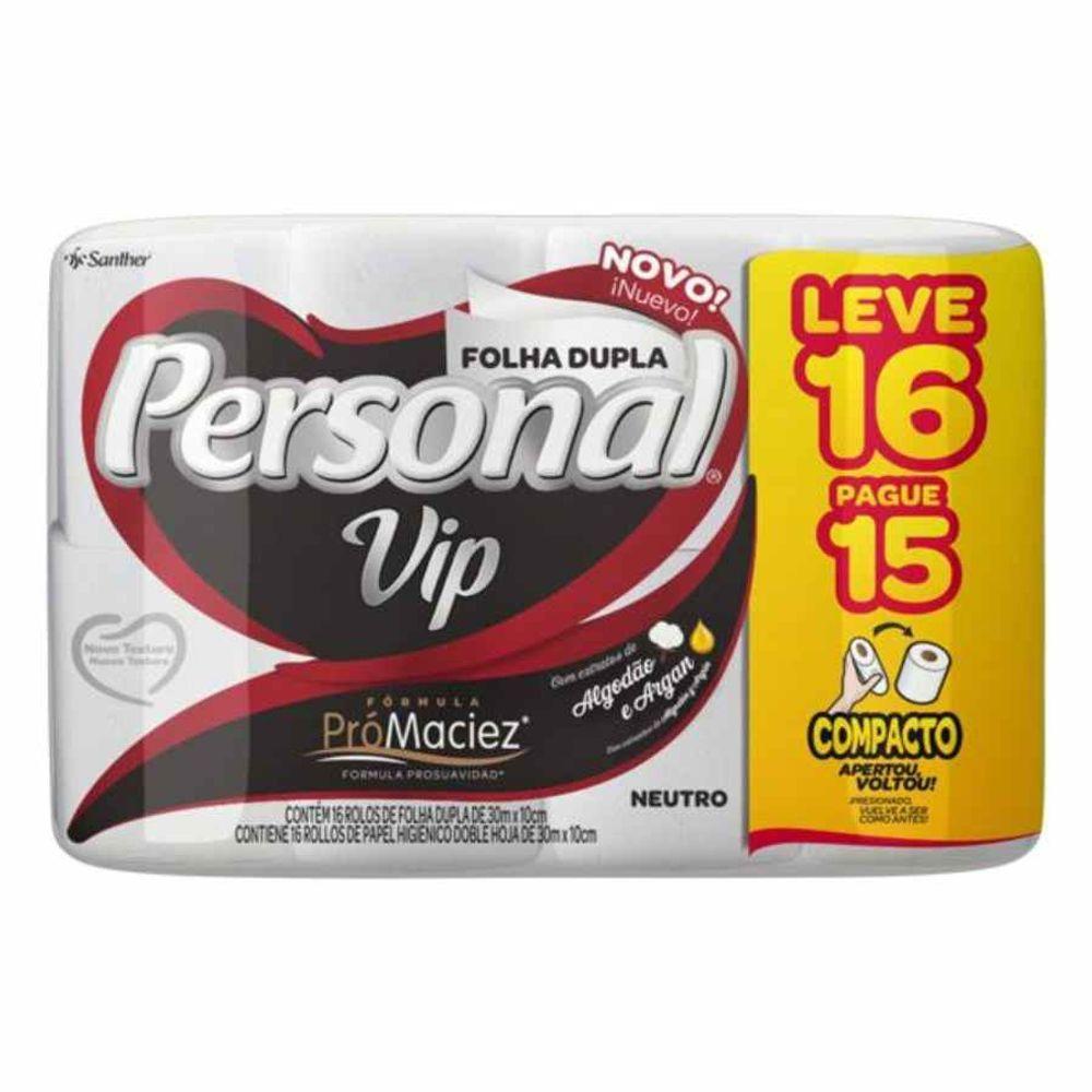 Papel Higiênico Personal Vip Folha Dupla 30m C/16