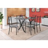 Conjunto de Mesa Miame 150 cm com 6 Cadeiras Lisboa Preto e Vegetale