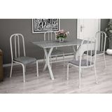 Conjunto de Mesa Miame 110 cm com 4 Cadeiras Madri Branco e Vegetale