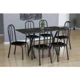 Conjunto de Mesa Miame com 6 Cadeiras Madri Preto Prata e Cinza Liso