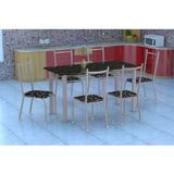 Conjunto de Mesa Granada com 6 Cadeiras Lisboa Branco Prata e Preto Floral